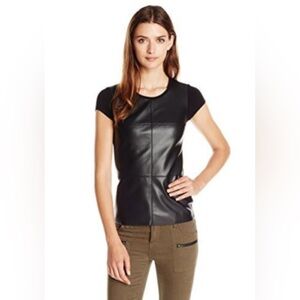 Bailey 44 Black Faux Leather Panel Top